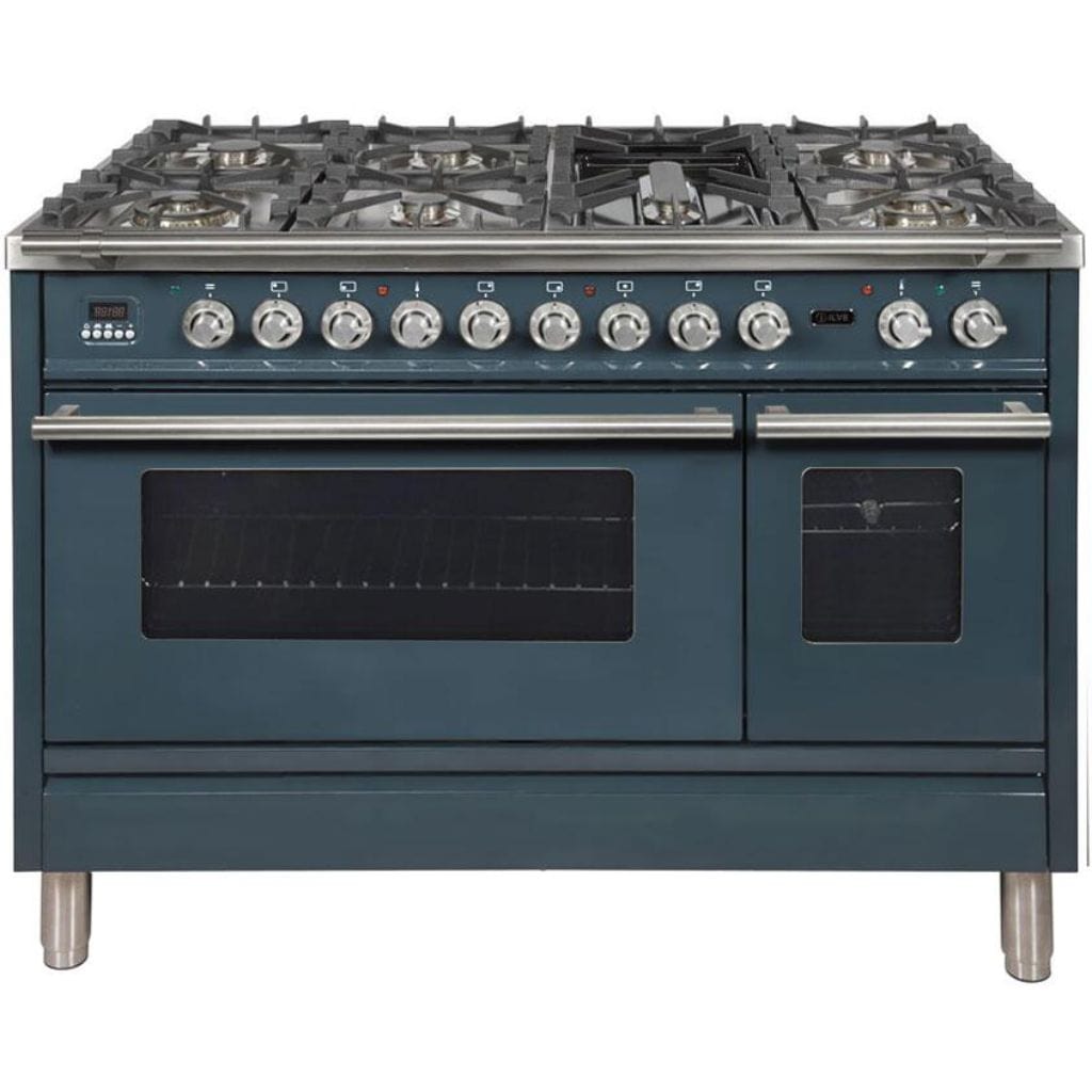 ILVE 48” 7-Burners Professional Plus Series Freestanding Dual Fuel Range with Trim