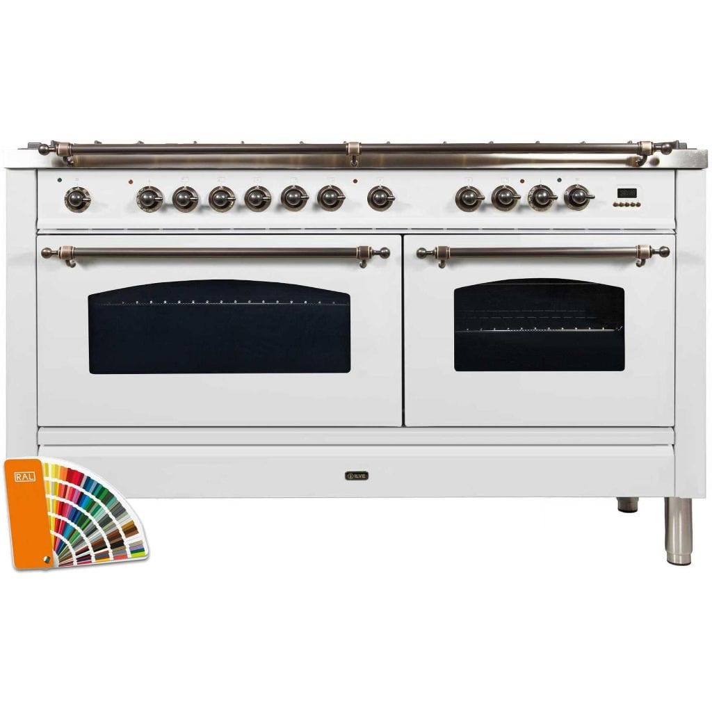 ILVE 60” 8-Burners Nostalgie Series Freestanding Dual Fuel Range with Trim