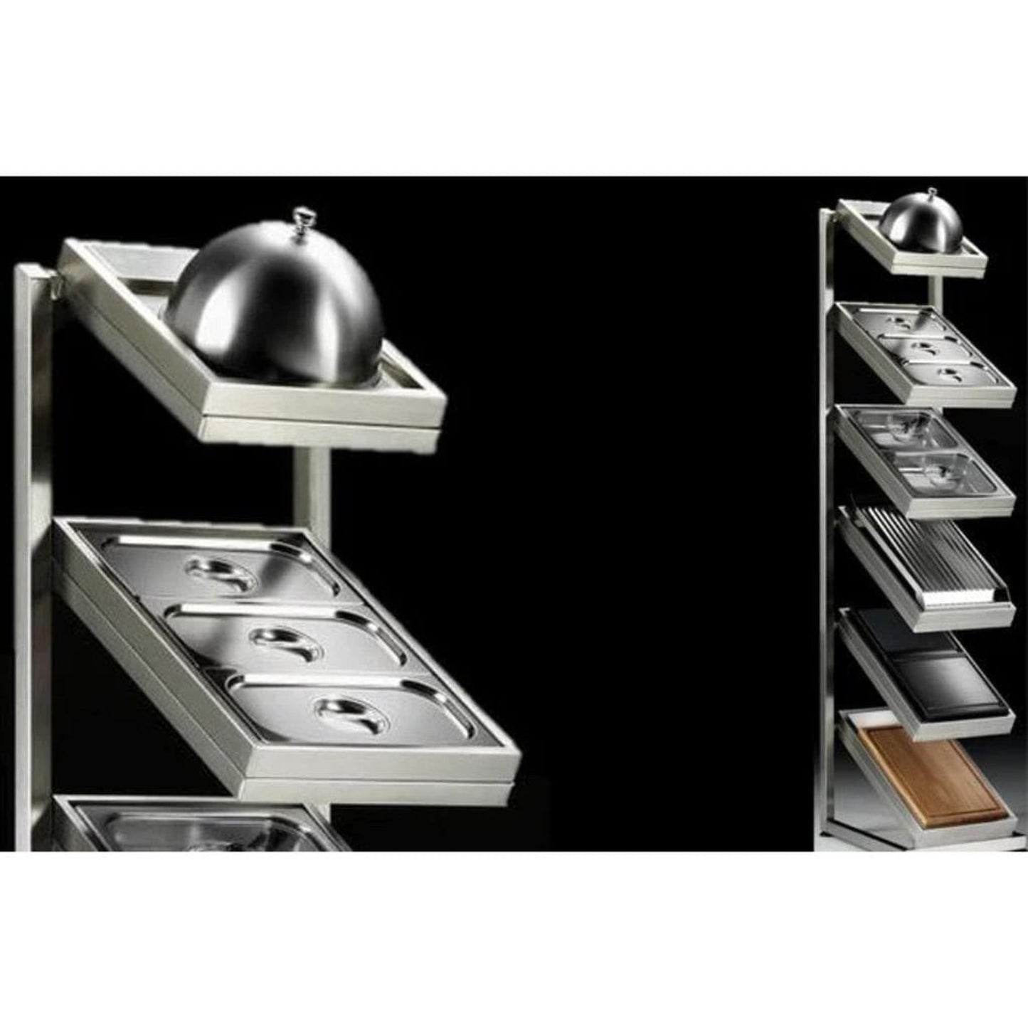 ILVE Accessory Pack and Display Stand with Bain-Marie - Steam Cooker - Steak Pans - Chopping Board - BBQ Grill - Griddle Dome