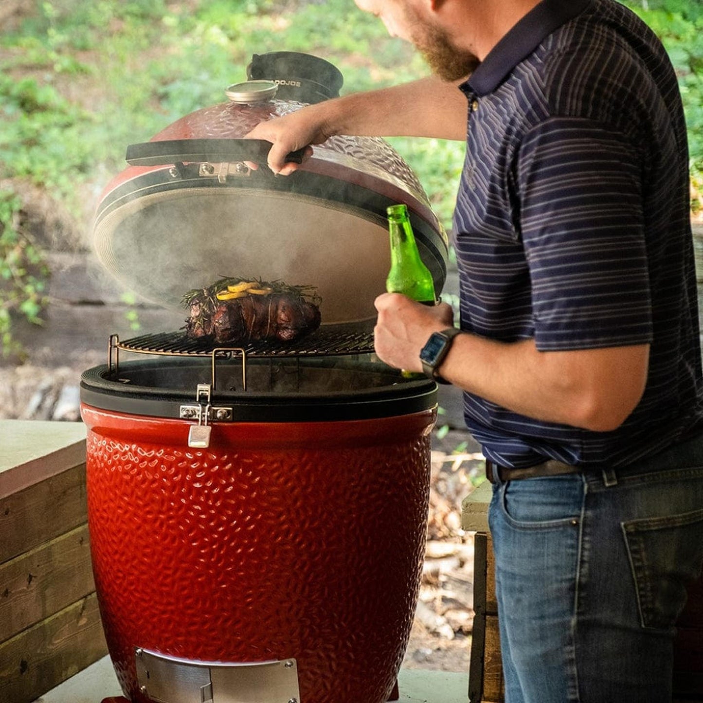 Kamado Joe 18" Red Classic Joe III Stand-Alone Ceramic Kamado Charcoal Grill