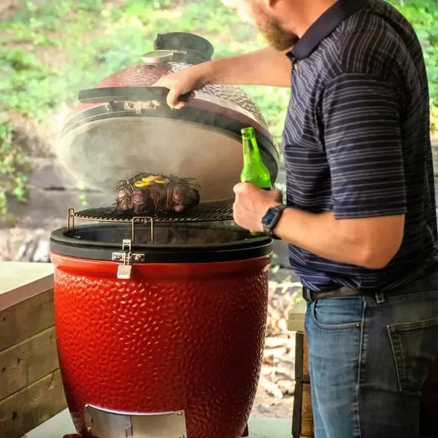 Kamado Joe Classic Joe Series III 18" Red Standalone Ceramic Kamado Charcoal Grill