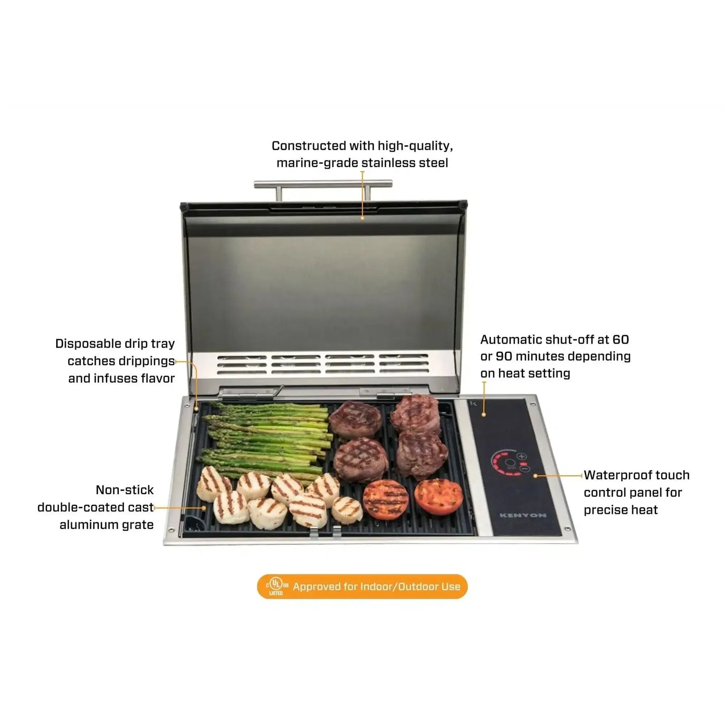 Kenyon Frontier 1-Burner 120V Touch Control Electric Grill With Stand