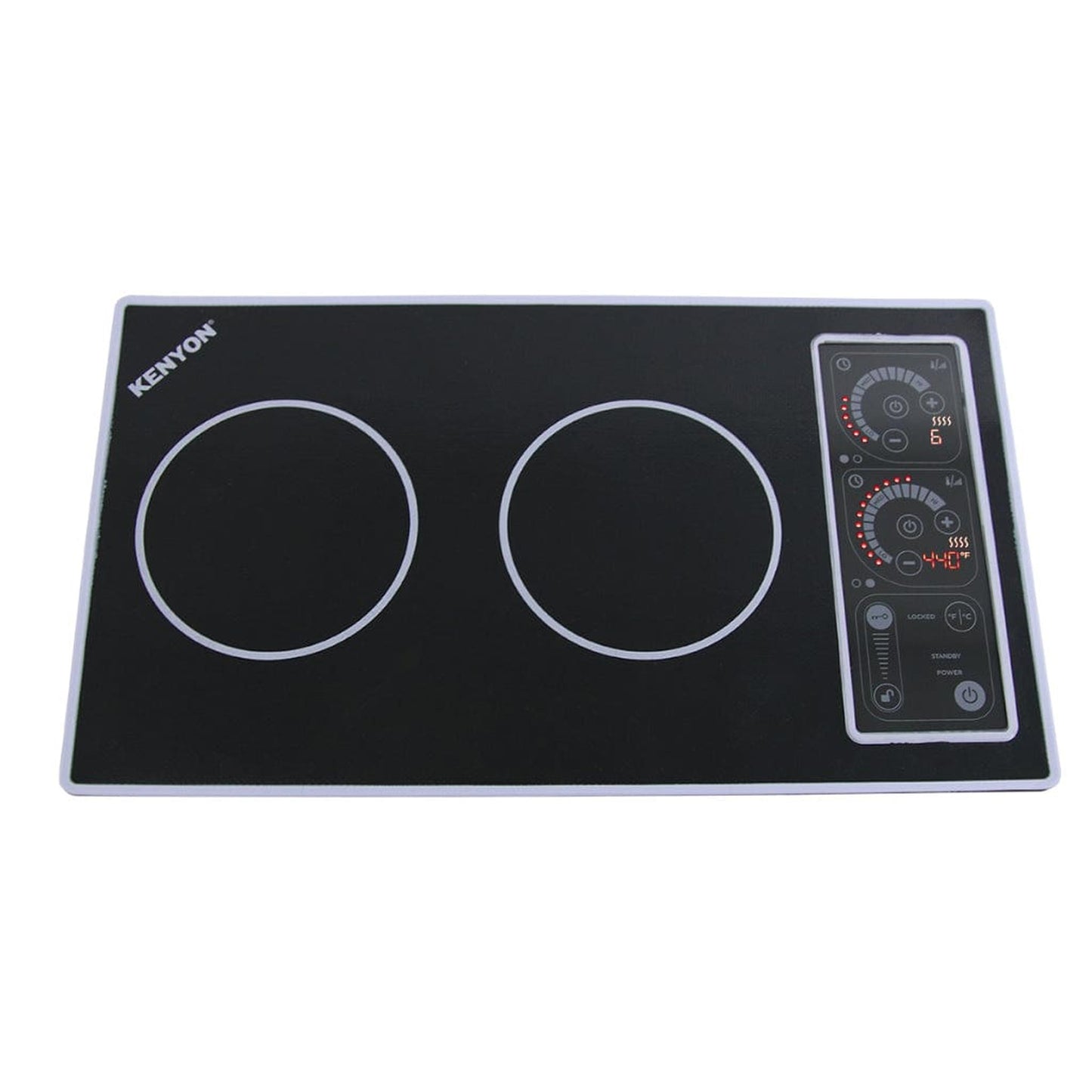 Kenyon SilKEN 2 21" 2-Burner 120V Small Portrait-Mount Induction Cooktop with IntelliKEN Touch Control