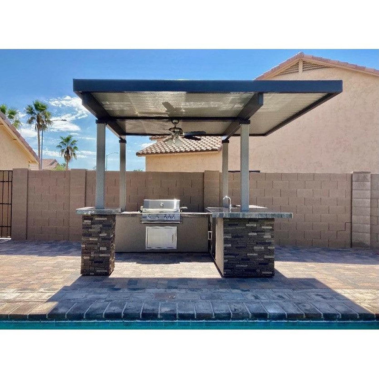 Kokomo Grills Aruba 6' Natural Gas BBQ Island With 12' x 12' Pergola Built-in BBQ Grill