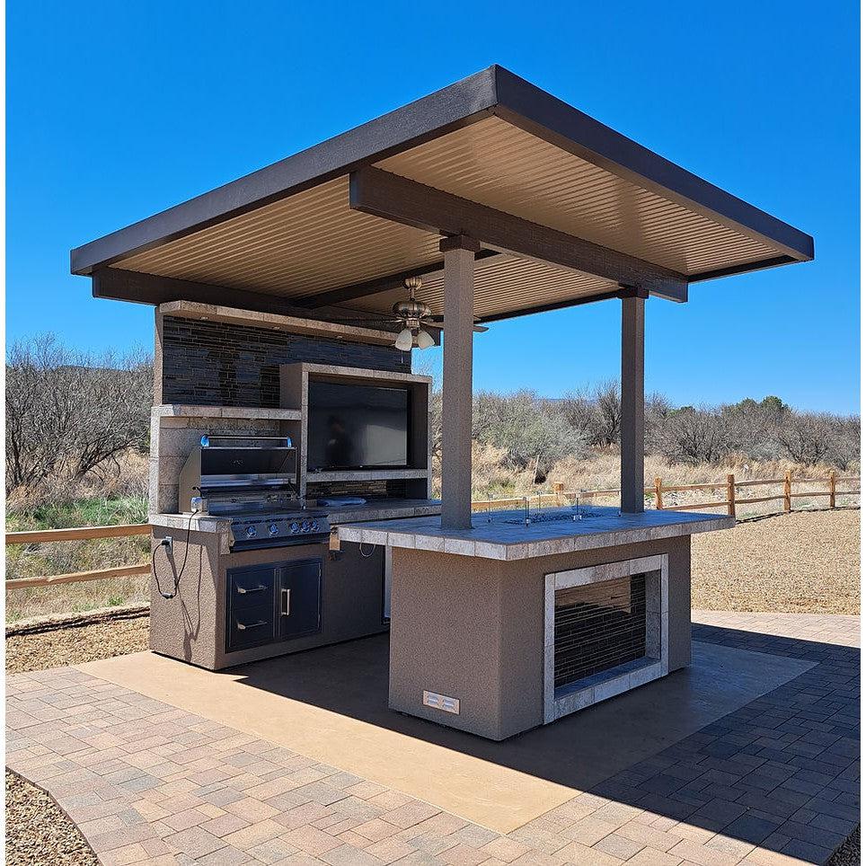 Kokomo Grills Baja W/ Top Natural Gas BBQ Island With TV, BBQ and Pergola