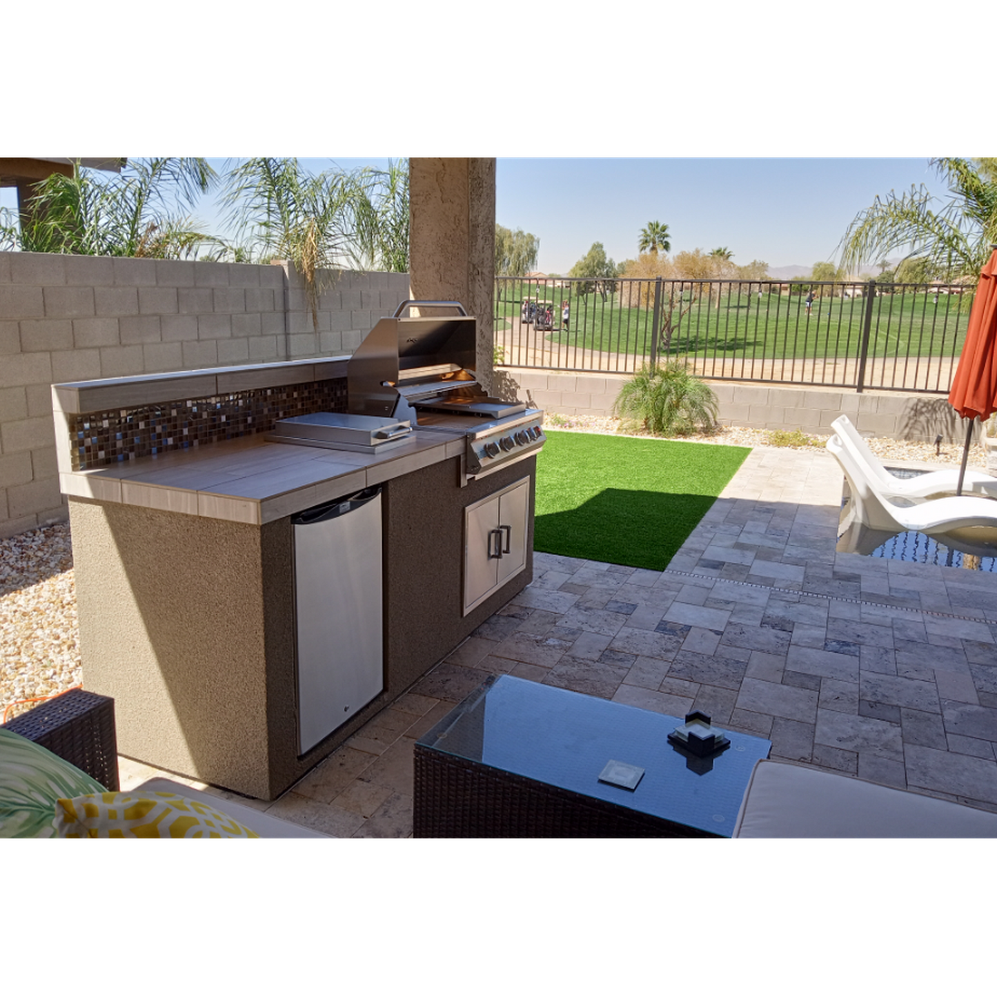 Kokomo Grills Bali 7'6" Natural Gas Island With Backsplash and Built In BBQ Grill
