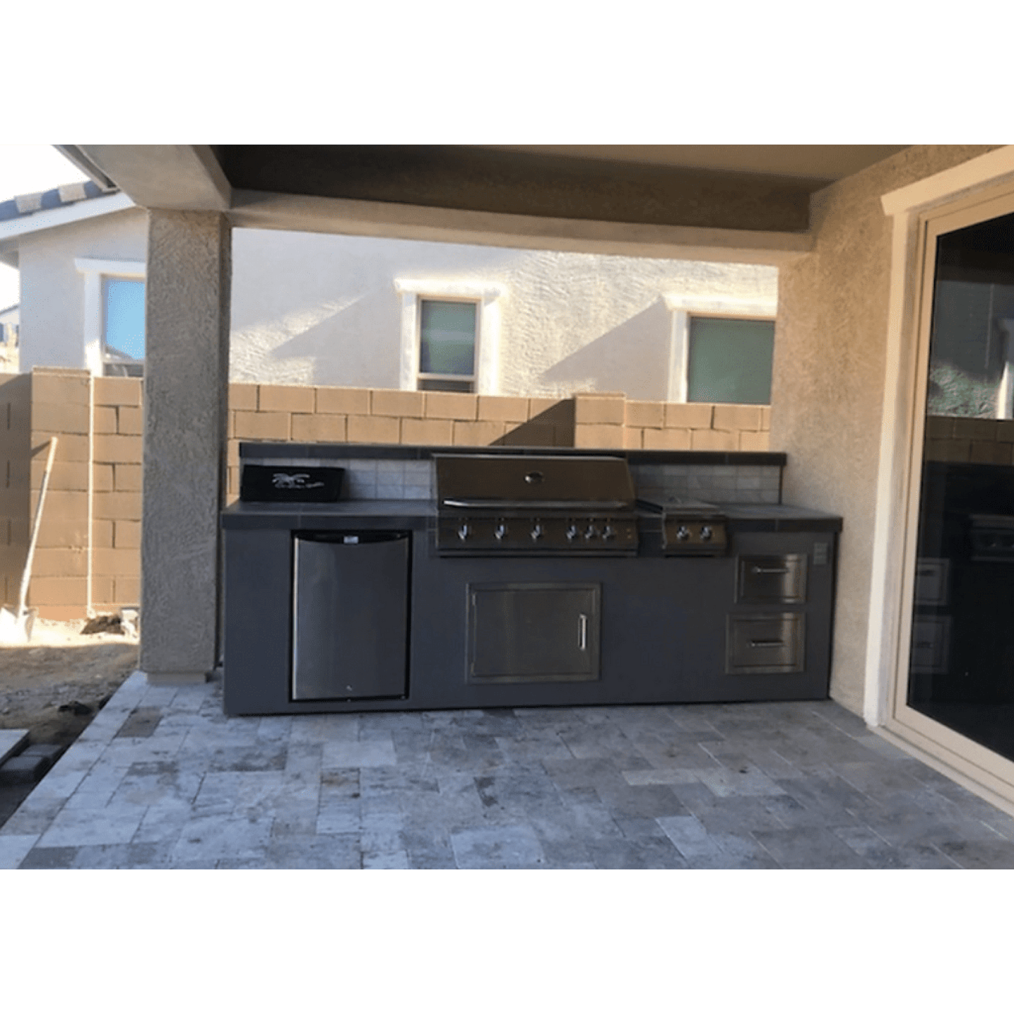 Kokomo Grills Bali Natural Gas BBQ Island With Built-in BBQ Grill Refrigerator, Drawers and Double Side Burner