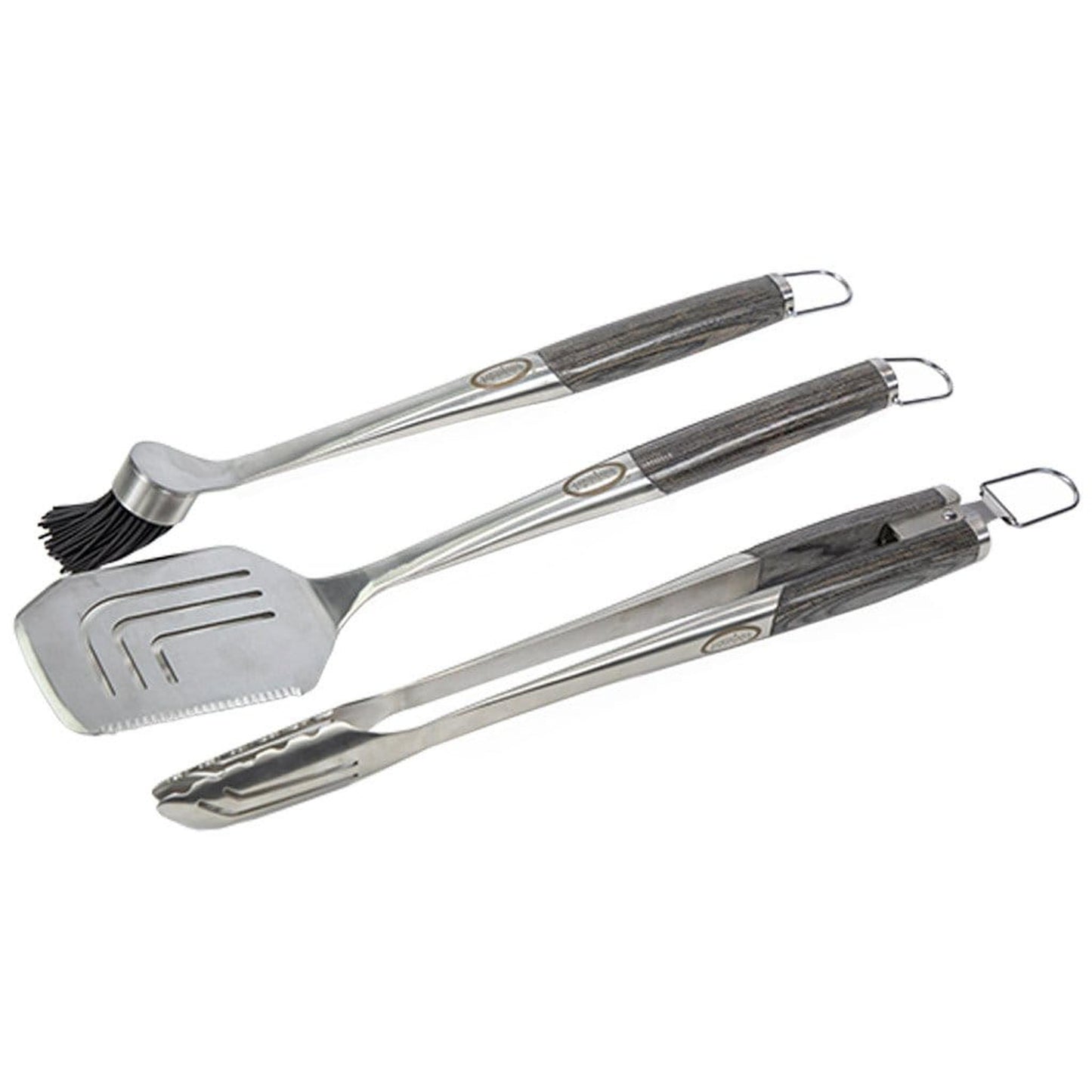 Louisiana Grills 20012 Laminate Wood Handles Stainless Steel 3-Piece Tool Set