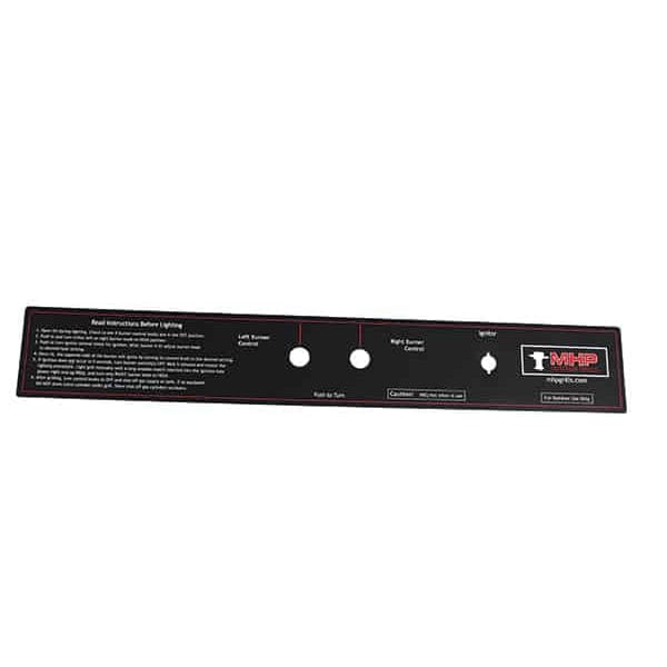 MHP GGCPLBL18S Control Panel label for 2018 Version WNK and TJK Grills