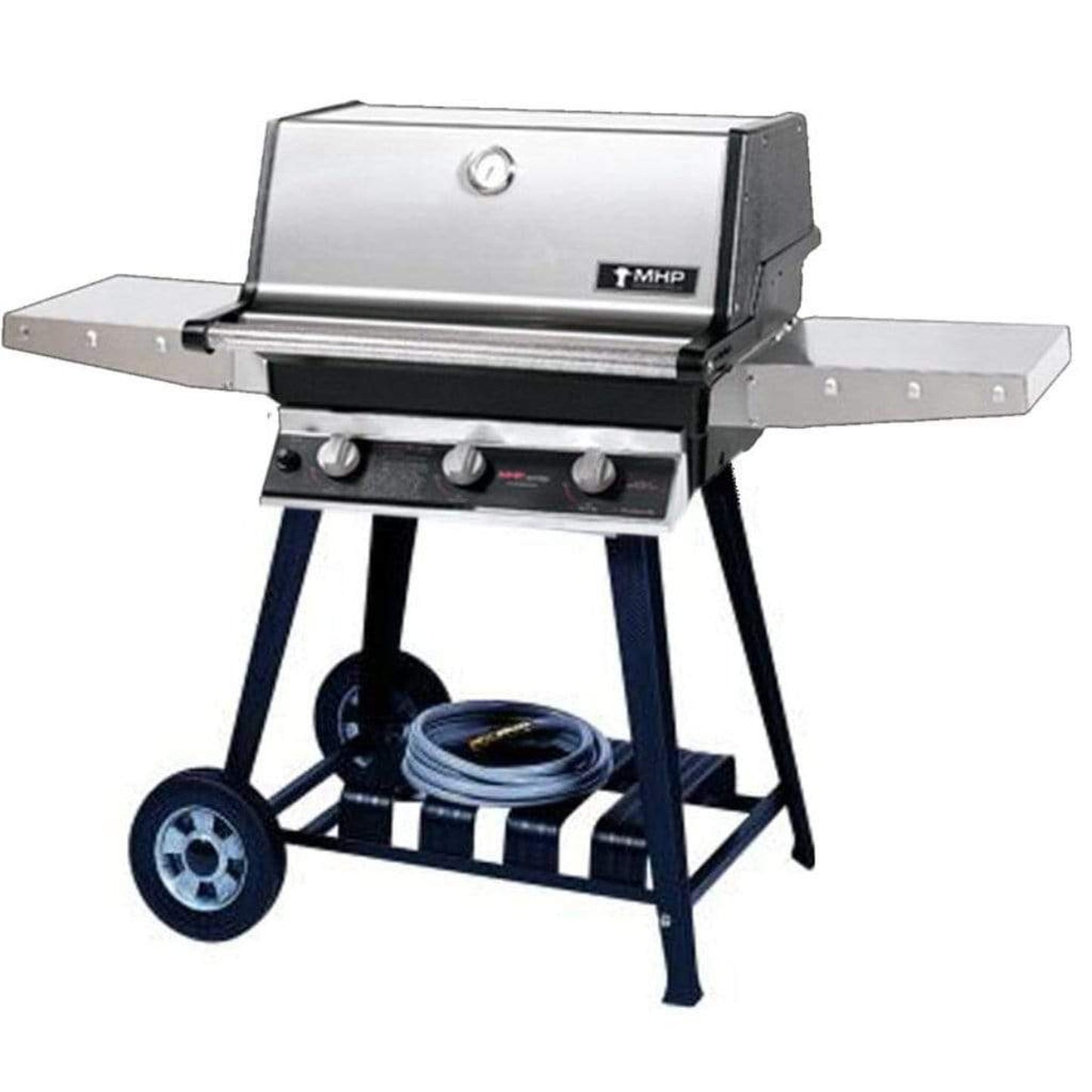 MHP T3G4 Stainless Steel Tri-Burn Gas Grill Head With 2 Stainless Steel Shelves