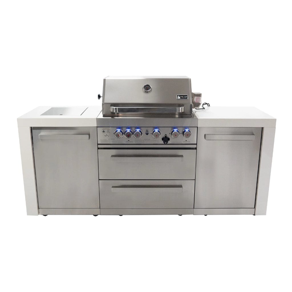 Mont Alpi 400 Deluxe Gas Island Grill with Infrared Side Burner & Rotisserie Kit