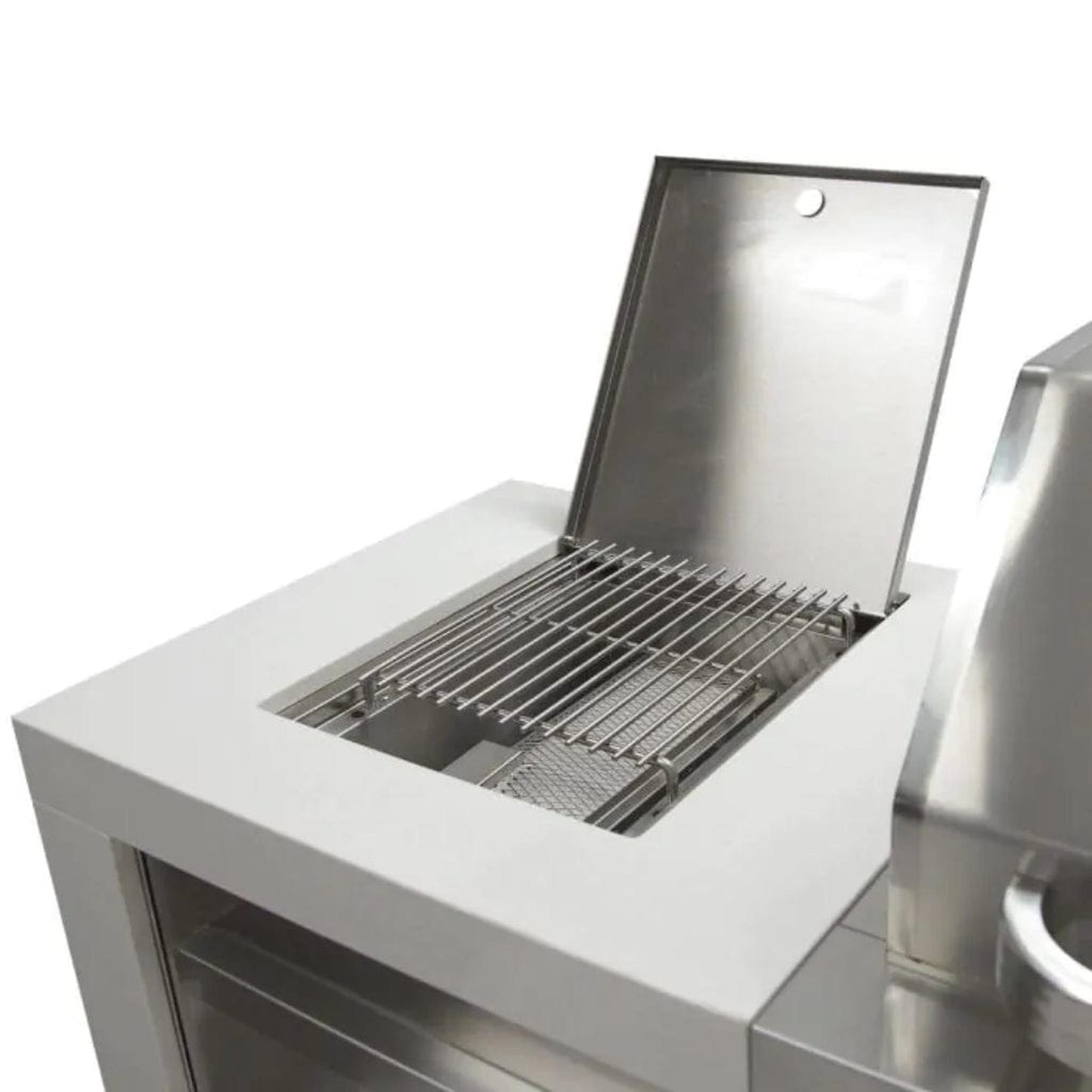 Mont Alpi 805 Deluxe 45 Degree Gas Island Grill with Infrared Side Burner & Rotisserie Kit