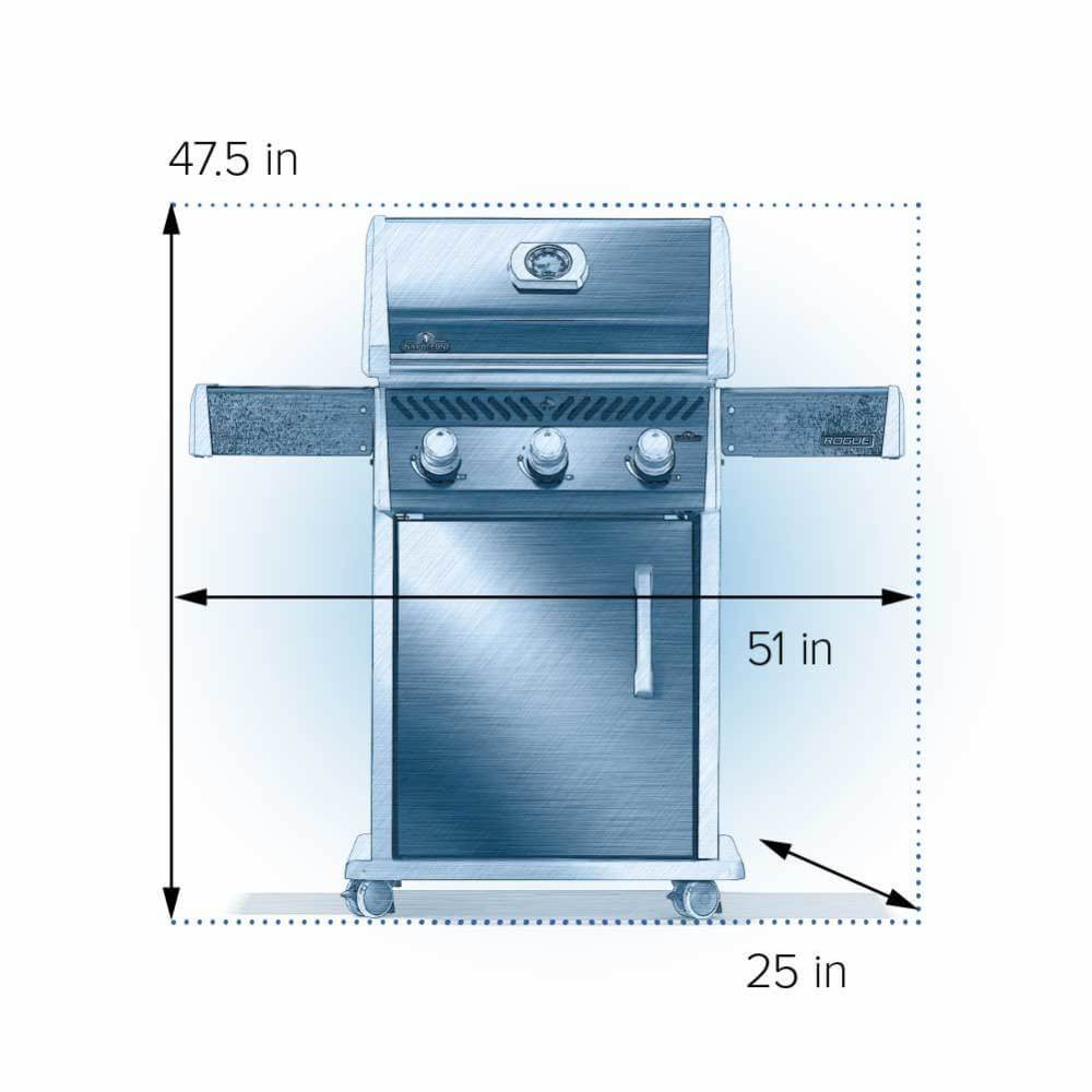 Napoleon Rogue 425 51" Black 3-Burner Freestanding Natural Gas Grill With Cast Iron Cooking Grates