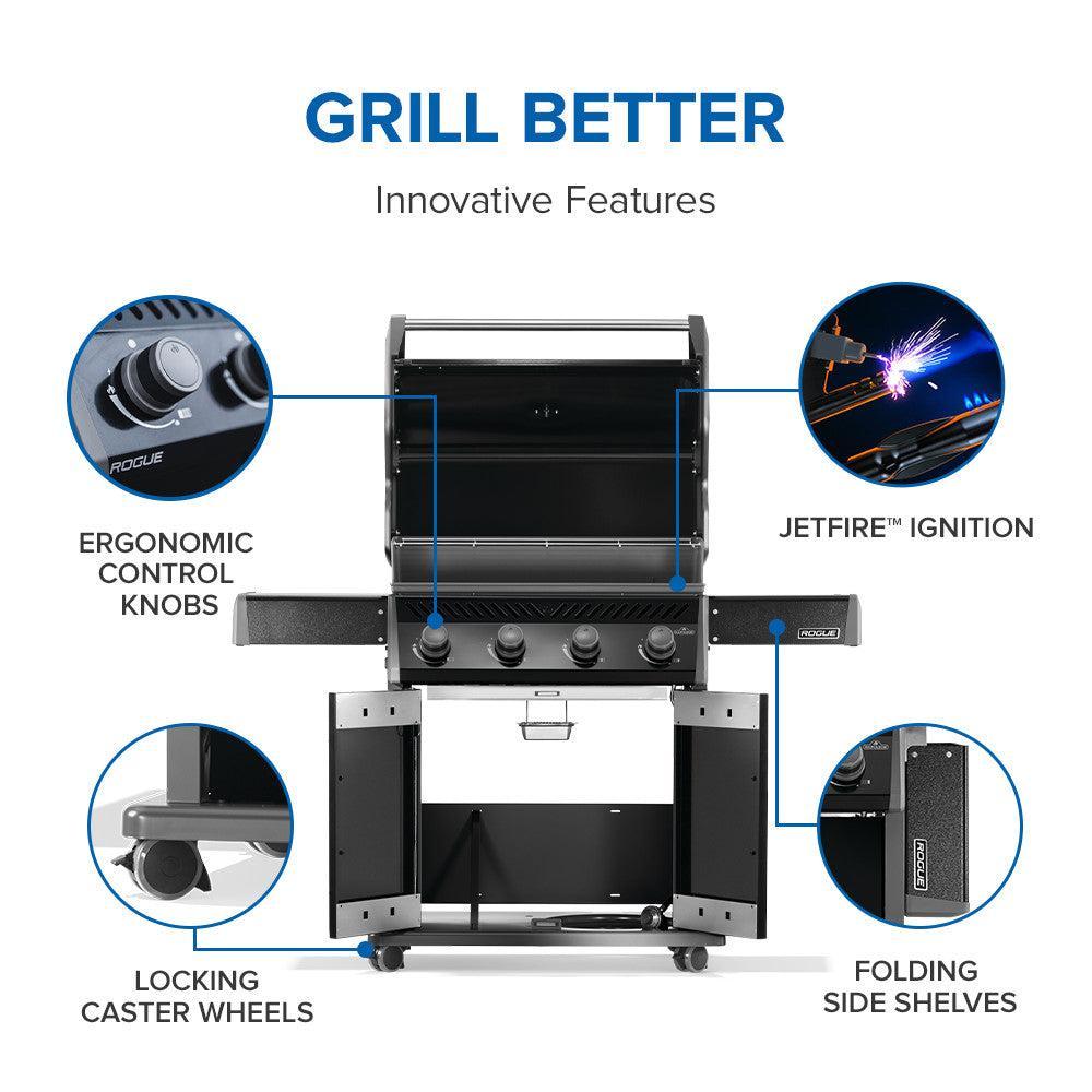 Napoleon Rogue 525 57" Black 4-Burner Freestanding Propane Gas Grill With Stainless Steel Cooking Grates