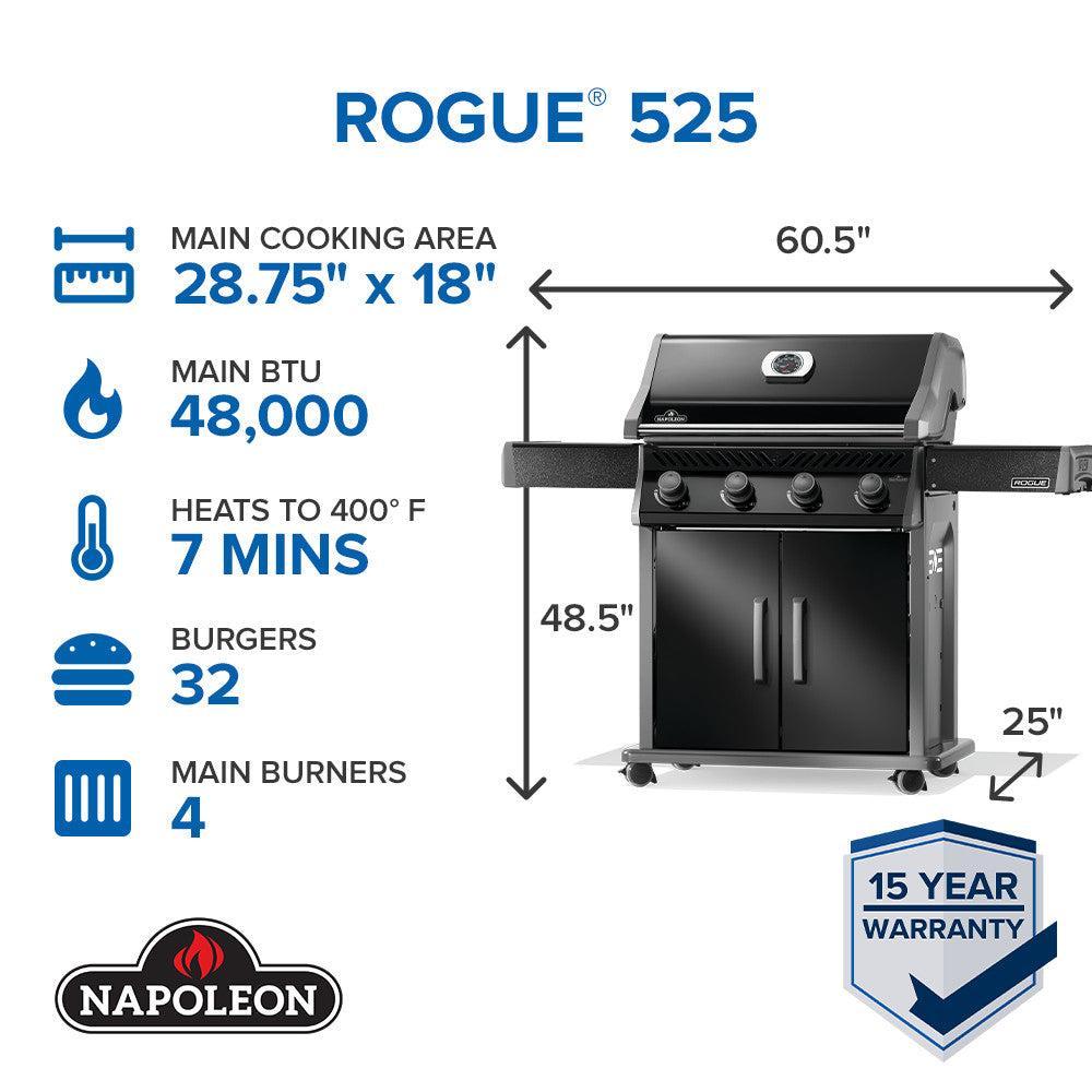 Napoleon Rogue 525 57" Black 4-Burner Freestanding Propane Gas Grill With Stainless Steel Cooking Grates