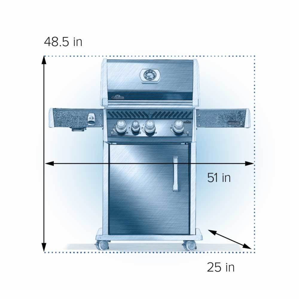 Napoleon Rogue PRO 425 SIB 51" Black Freestanding Propane Gas Grill With Infrared Side Burner