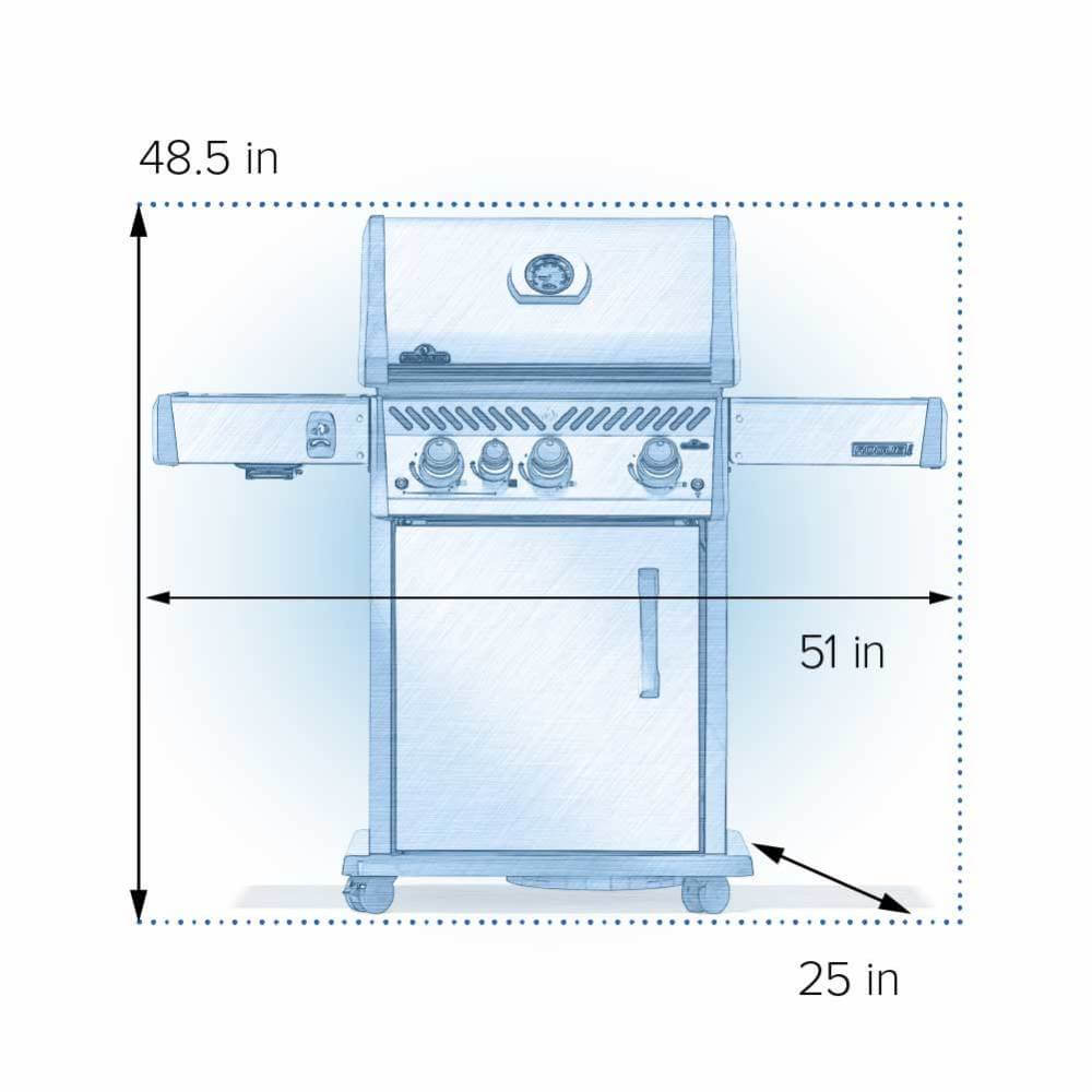 Napoleon Rogue PRO 425 SIB 55" Stainless Steel Freestanding Natural Gas Grill With Infrared Side Burner