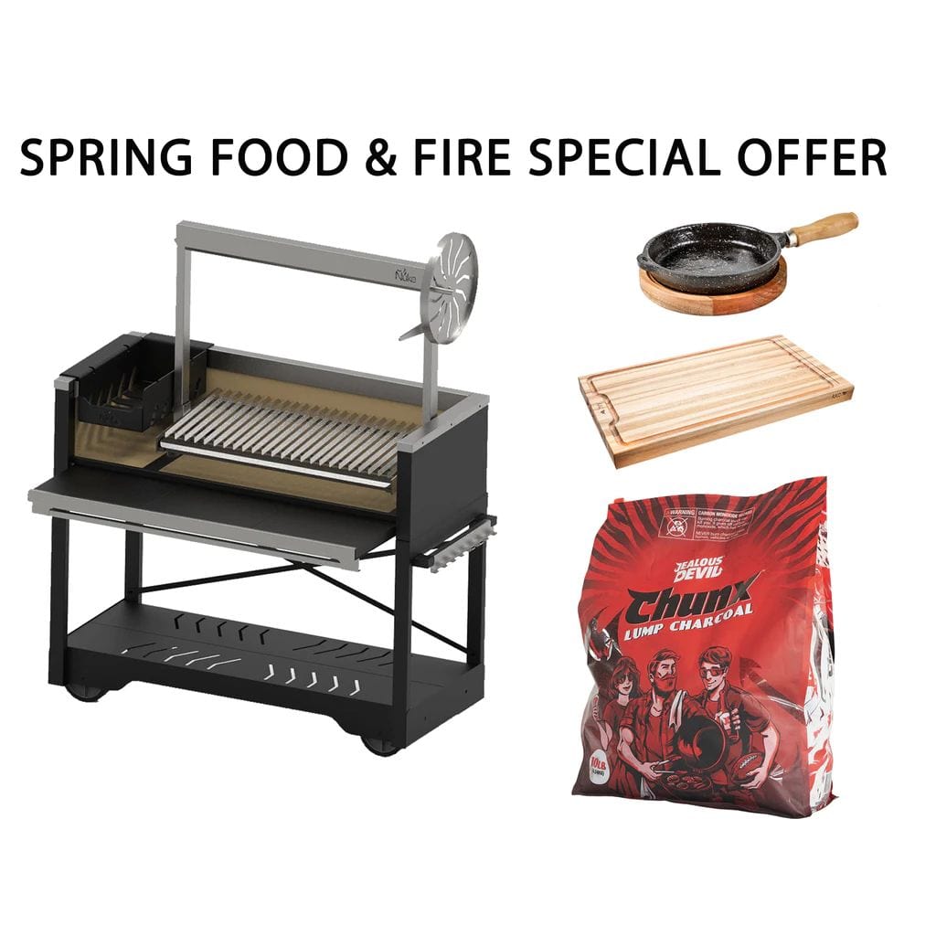 Ñuke Puma 52" Outdoor Argentinian Gaucho Charcoal Grill with Santa Maria-Style Control Wheel
