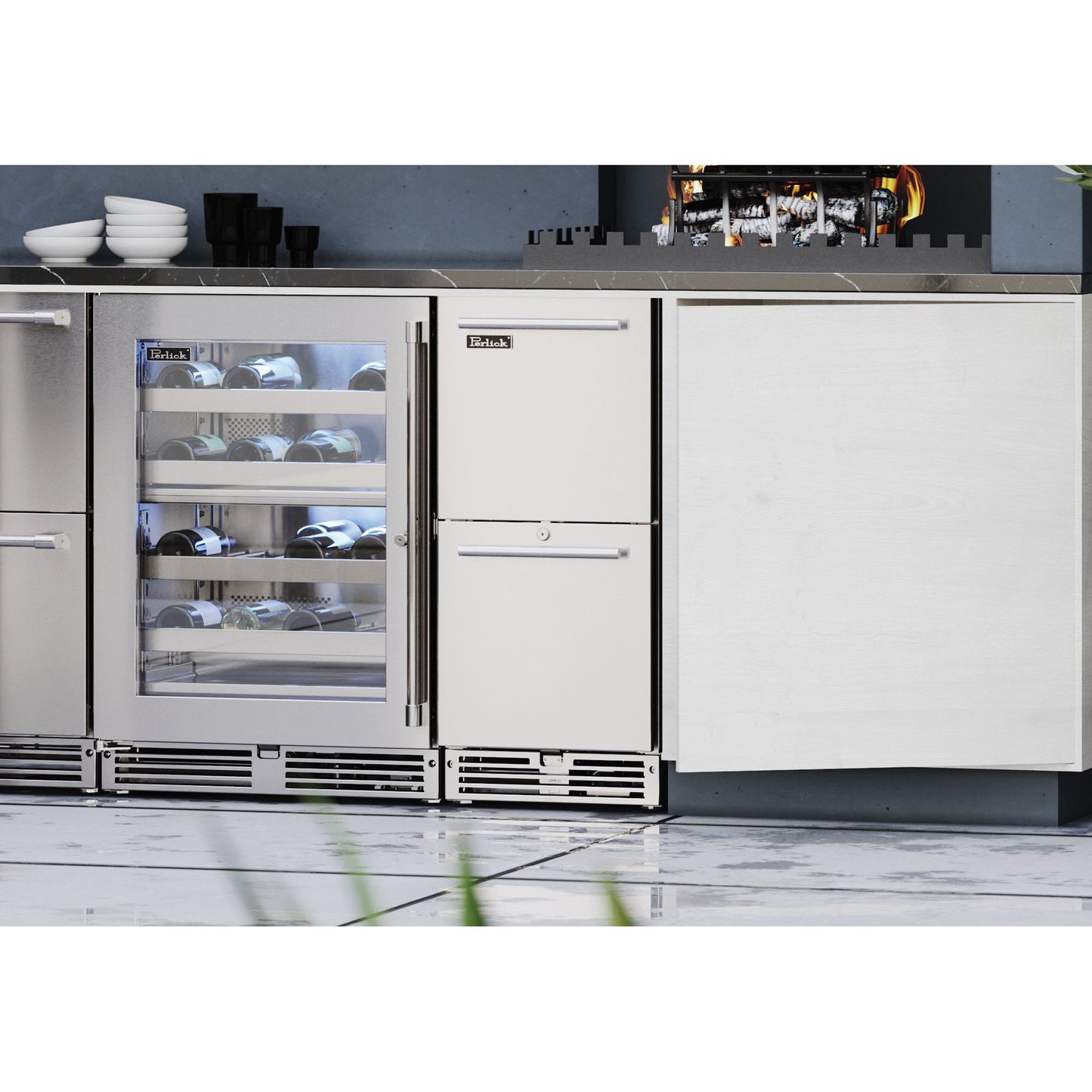 Perlick Signature Series 15" Outdoor Refrigerator Drawers Stainless Steel with Lock