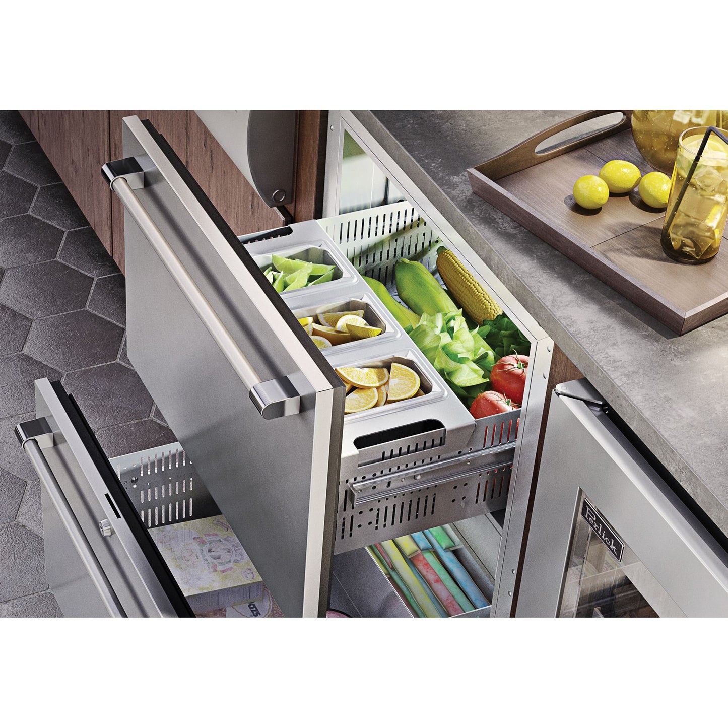 Perlick Signature Series 24" Outdoor Refrigerator Drawers Fully Integrated Panel-Ready with Lock