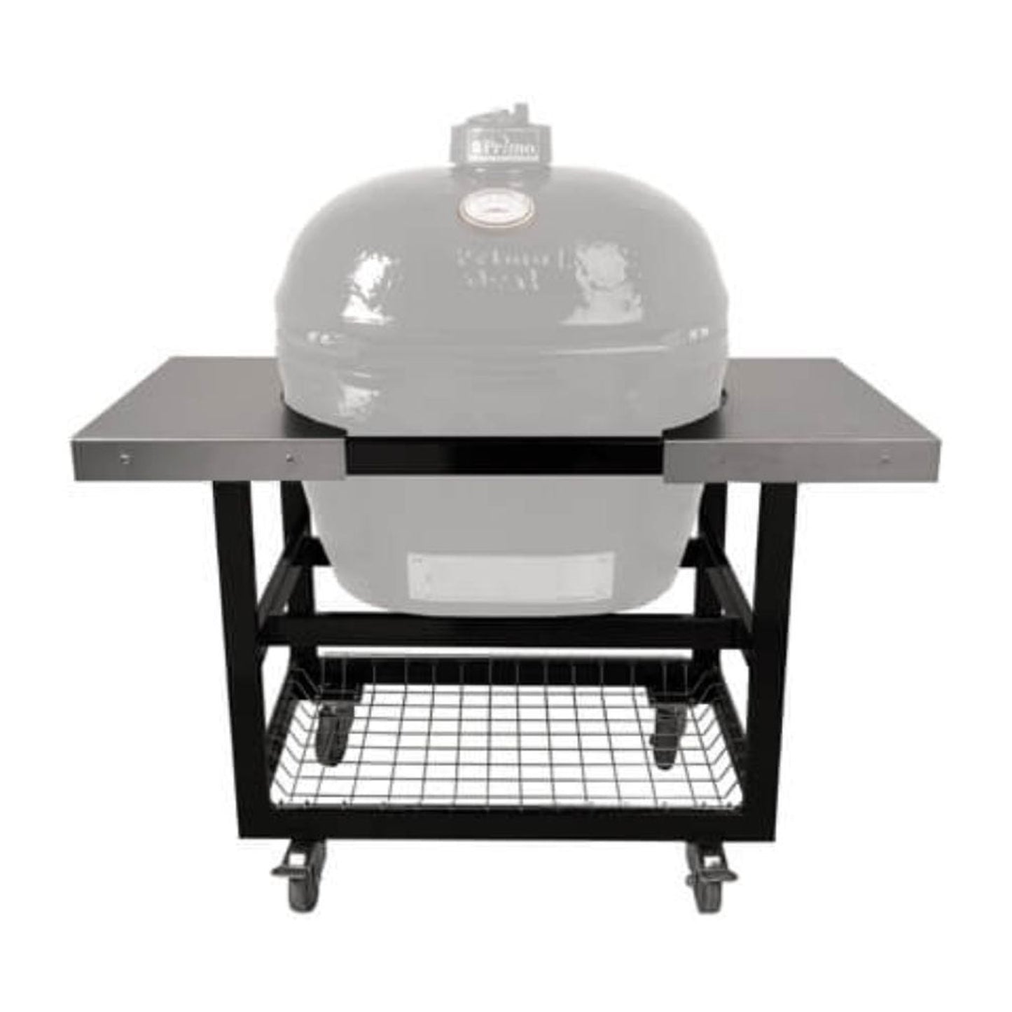 Primo Grill Cart Base with Basket and Stainless Steel Side Shelves