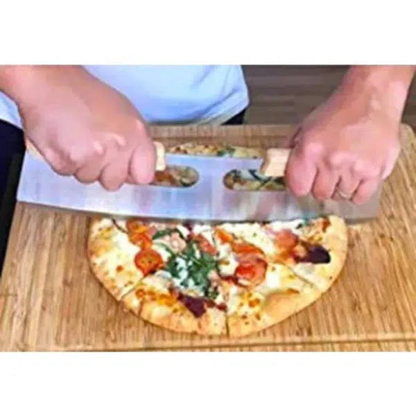 ProForno Curved Pizza Cutter with Stainless Steel & Wood Handle