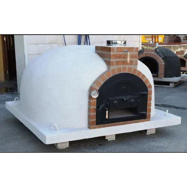 ProForno Dymús 30" White Traditional Wood Fired Brick Pizza Oven with Cast Iron Door