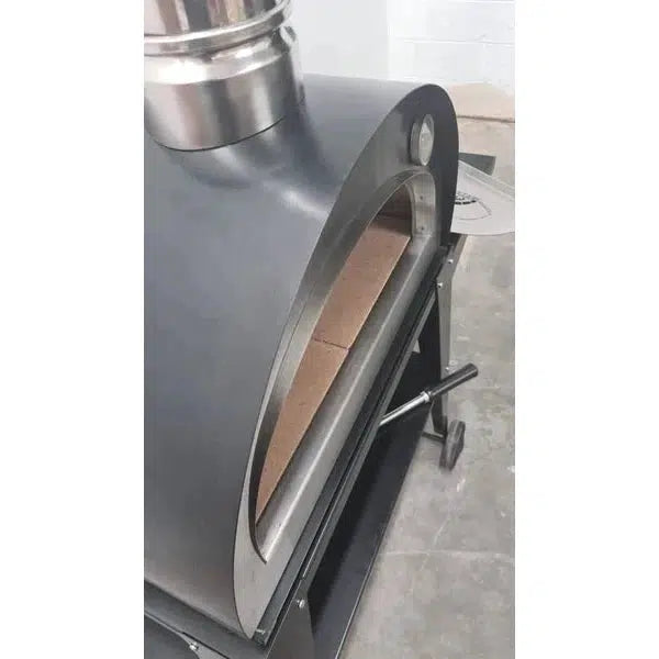 ProForno Pizzi 24" Stainless Steel Portable Wood Fired Brick Pizza Oven with Black Cart