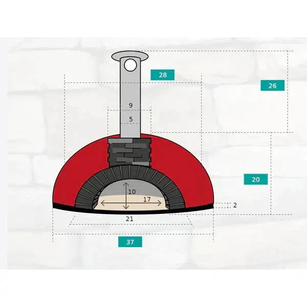 ProForno Tonío 28" White Portable Wood Fired Brick Pizza Oven with Black Metal Door