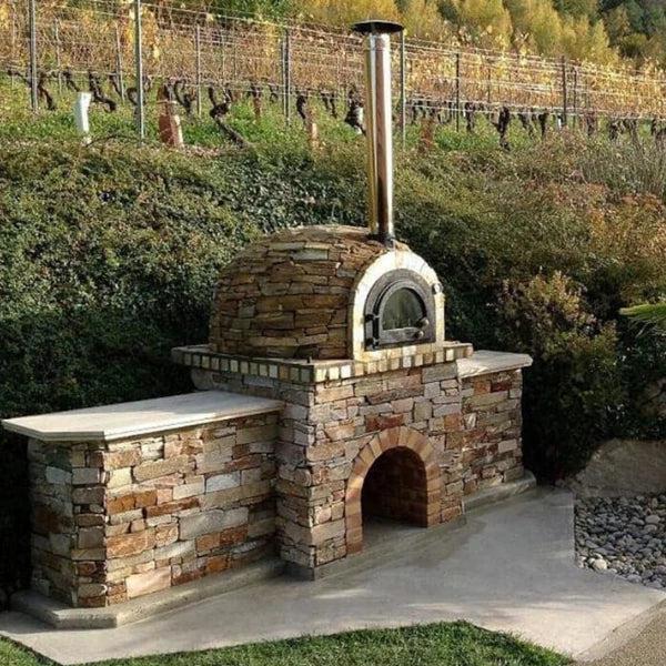 ProForno Vegas 30" Black Traditional Wood Fired Brick Pizza Oven with Cast Iron Door