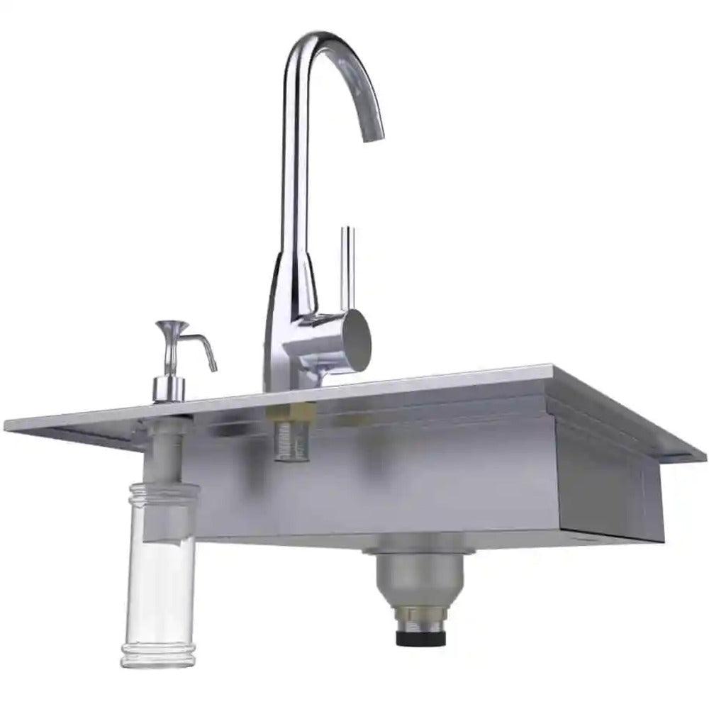 Sunstone 20" Stainless Steel ADA Compliant Single Sink with Cover & Hot/Cold Faucet