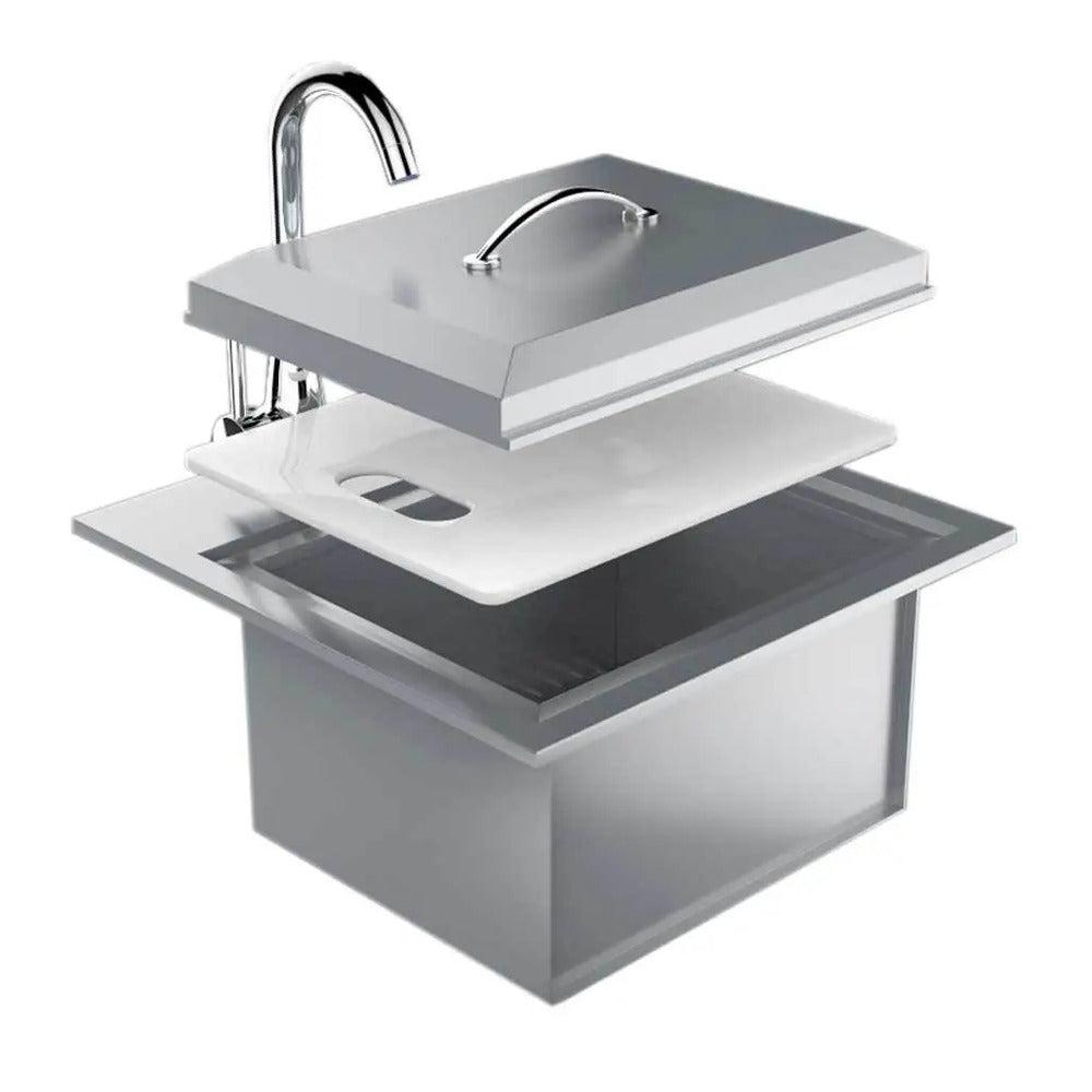 Sunstone 21" Stainless Steel Premium Drop In Sink with Hot and Cold water Faucet & Cutting Board