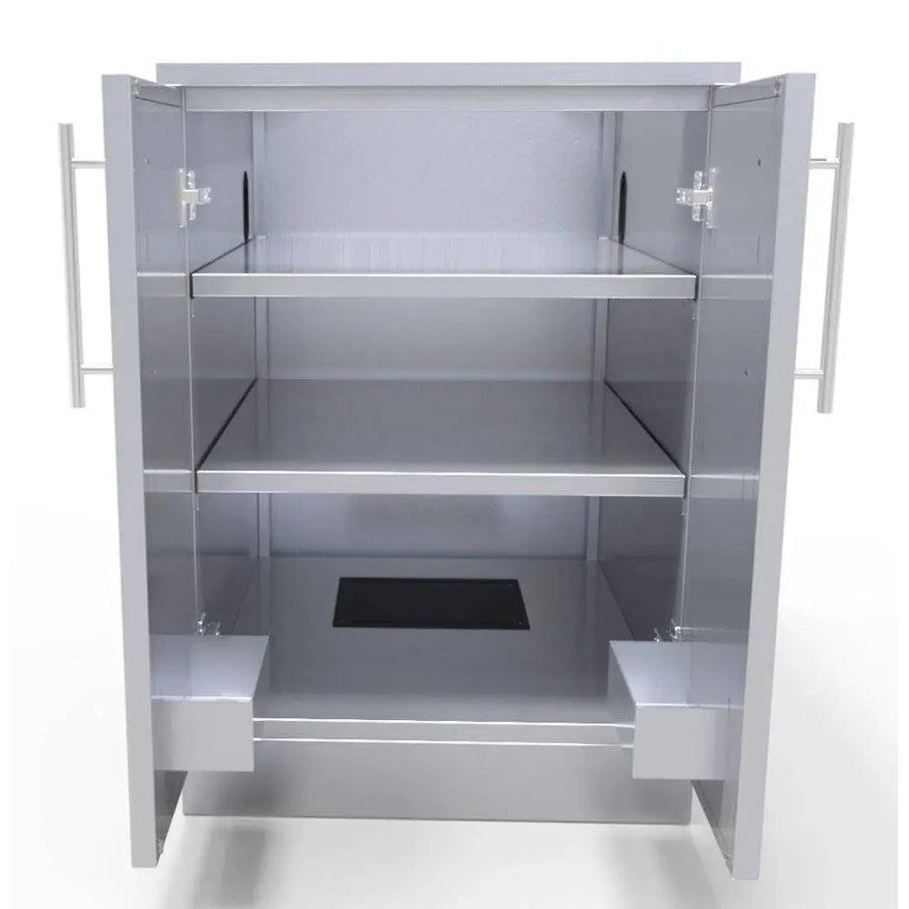 Sunstone 24" Stainless Steel Full Height Double Door Base Cabinet w/Two Shelves & Door Pockets