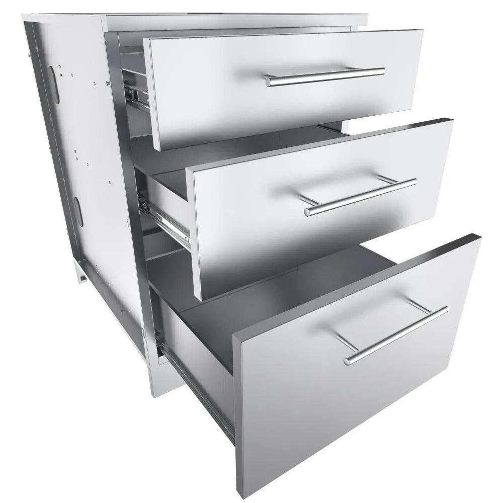 Sunstone 24" Stainless Steel Large Triple Drawer Base Cabinet