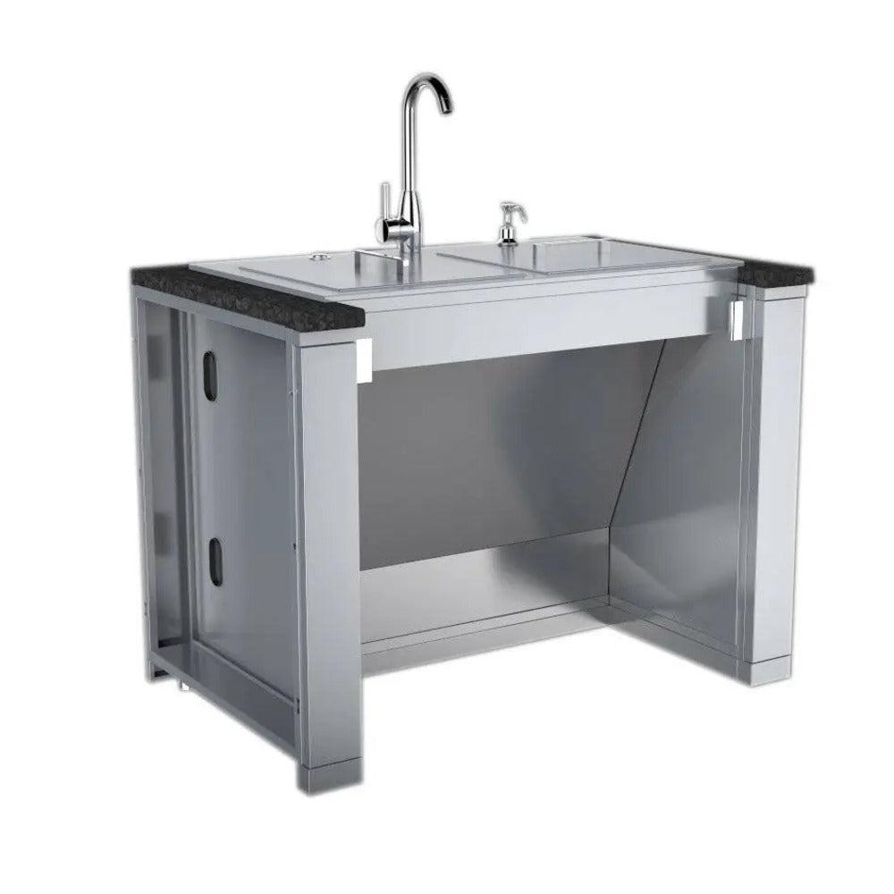 Sunstone 37" Stainless Steel ADA Compliant Double Sink with Covers & Hot/Cold Faucet