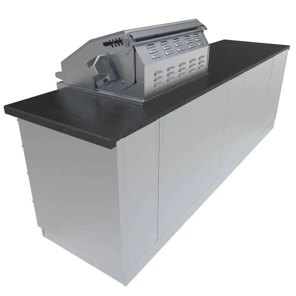 Sunstone Alamo 9ft Stainless Steel Outdoor Cabinet Island Package with Hybrid Grill