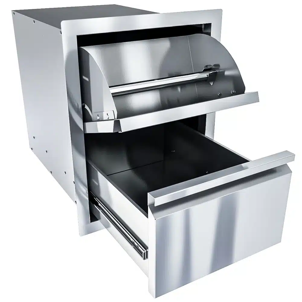 Sunstone Aruba Series 16" Stainless Steel Paper Towel Holder and Drawer Combo