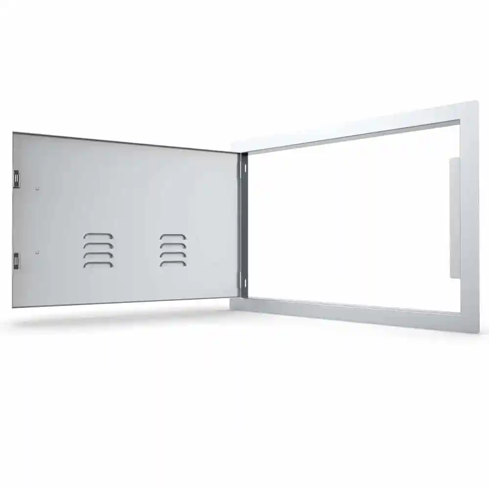 Sunstone Classic Series 17" x 24" Stainless Steel Left Swing Horizontal Vented Door