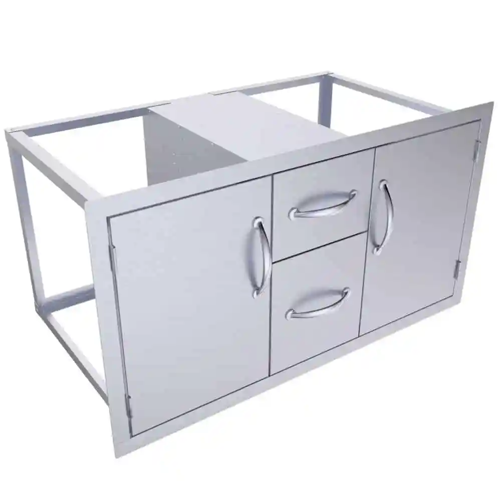 Sunstone Classic Series 42" Stainless Steel Flush Style Double Drawer and Door Combo