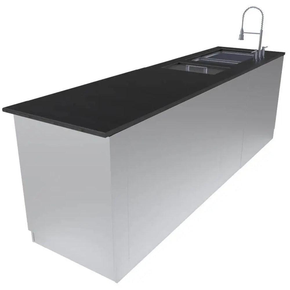 Sunstone Galley 9ft Stainless Steel Clean and Prep Cabinet Island Package