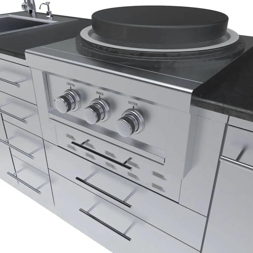 Sunstone Mongo 8ft Stainless Steel Mongolian Style Outdoor Kitchen Package