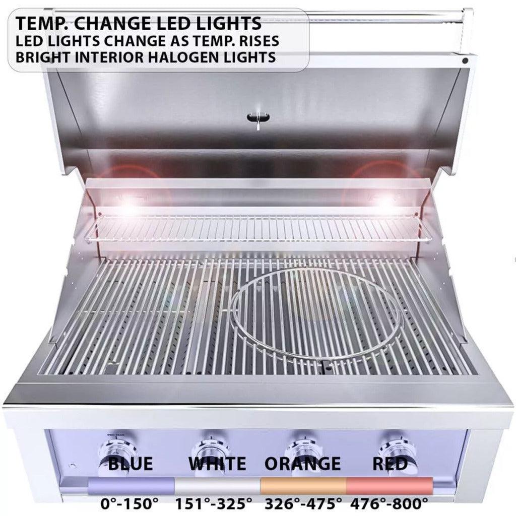 Sunstone Ruby Series 36" 4-Burner Pro-Sear Stainless Steel Drop-In Propane Gas Grill with LED Lights