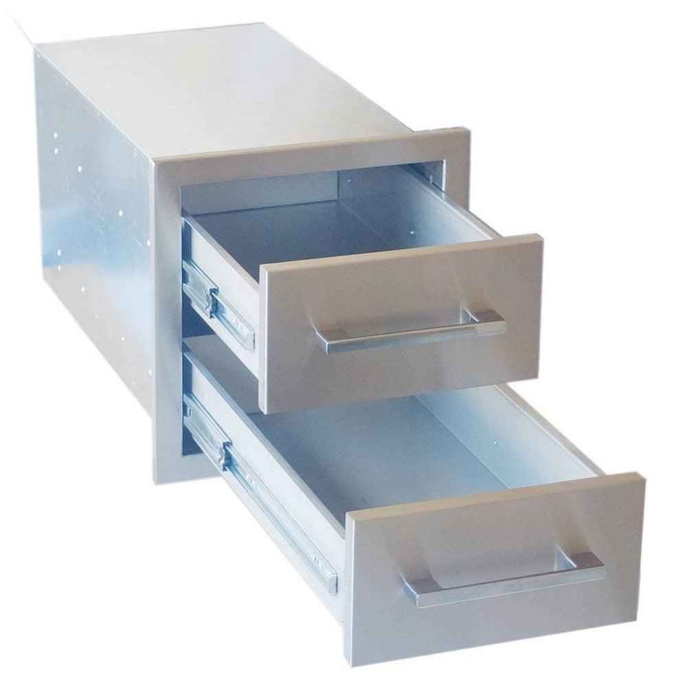 Sunstone Signature Series 12" Stainless Steel Beveled Frame Double Drawer