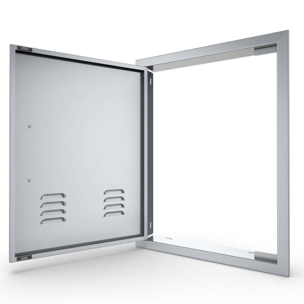 Sunstone Signature Series 17" x 24" Stainless Steel Beveled Frame Left Swing Vertical Vented Door