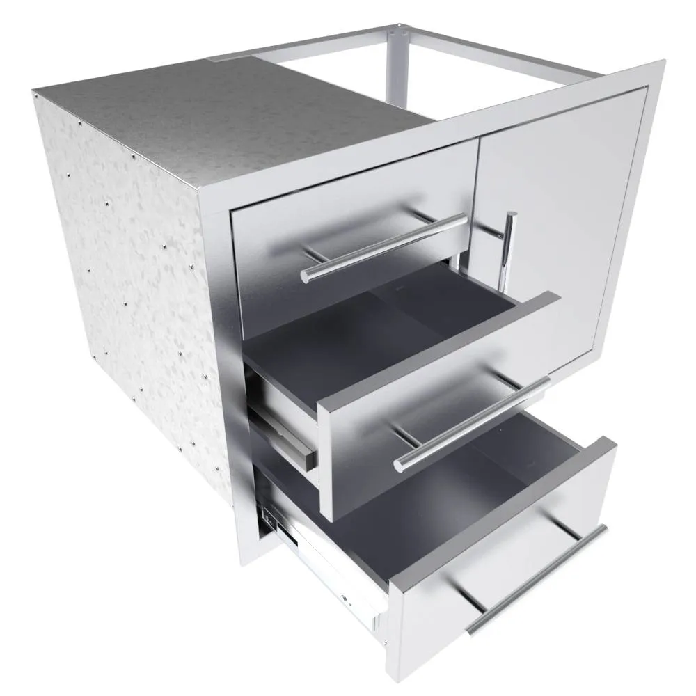 Sunstone Texan Series 30" Stainless Steel Triple Drawer Door Combo