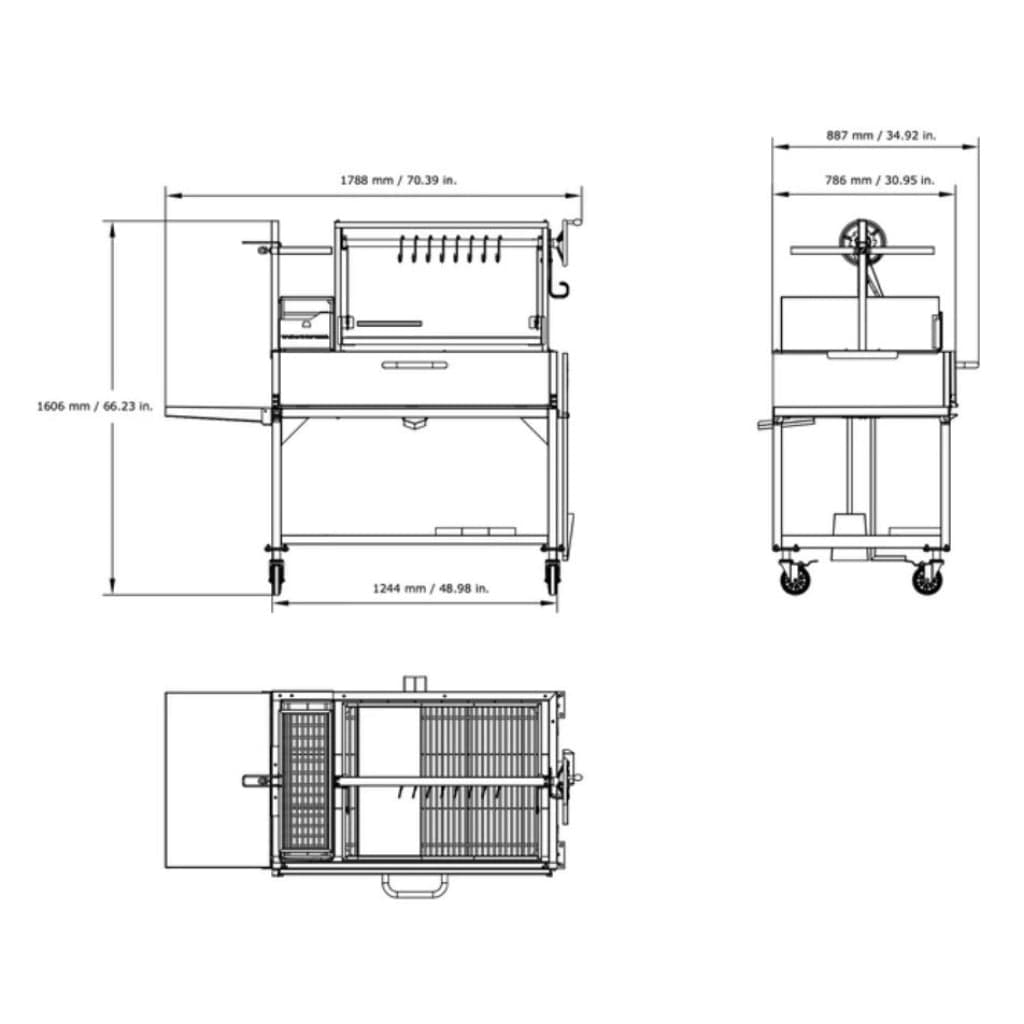 Tagwood BBQ 70" BBQ23SS All Stainless Steel XL Argentine Wood Fire & Charcoal Grill