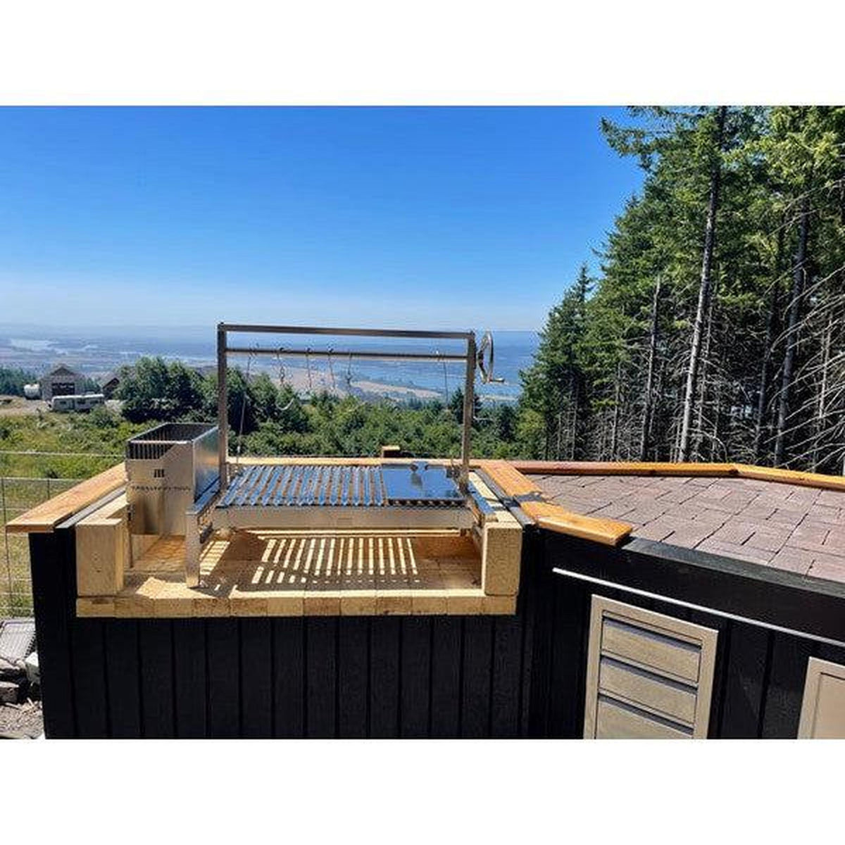 Tagwood BBQ Argentine Santa Maria BBQ09SS 40" Insert Style Stainless Steel Wood Fire and Charcoal Gaucho Grill With Round Grate and Right Sided Height Adjustable System
