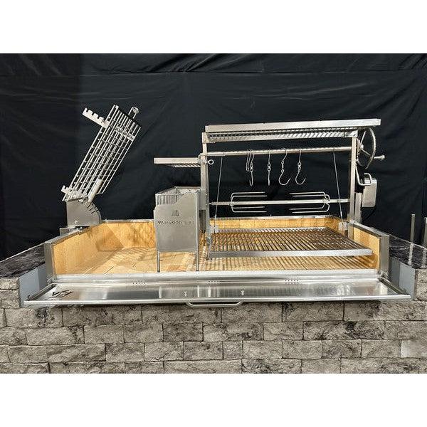 Tagwood BBQ Argentine Santa Maria BBQ28SS 73" Fully Assembled Stainless Steel Built-In Wood Fire and Charcoal Gaucho Grill