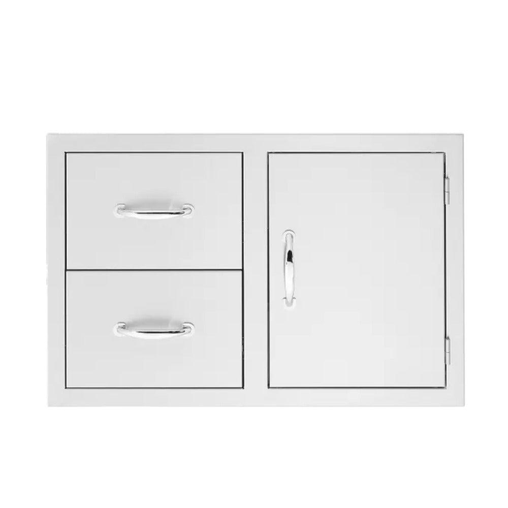 TrueFlame 33" Stainless Steel 2-Drawer & Access Door Combo Masonry Frame Return