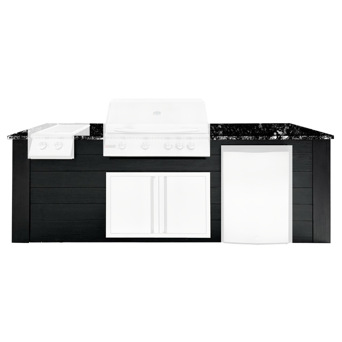 Renaissance Pro-Fit 8-Ft Outdoor Island With Black Granite Countertop and Black Cabinet